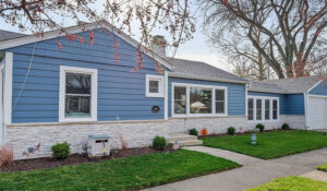 DuPage housing with blue siding.
